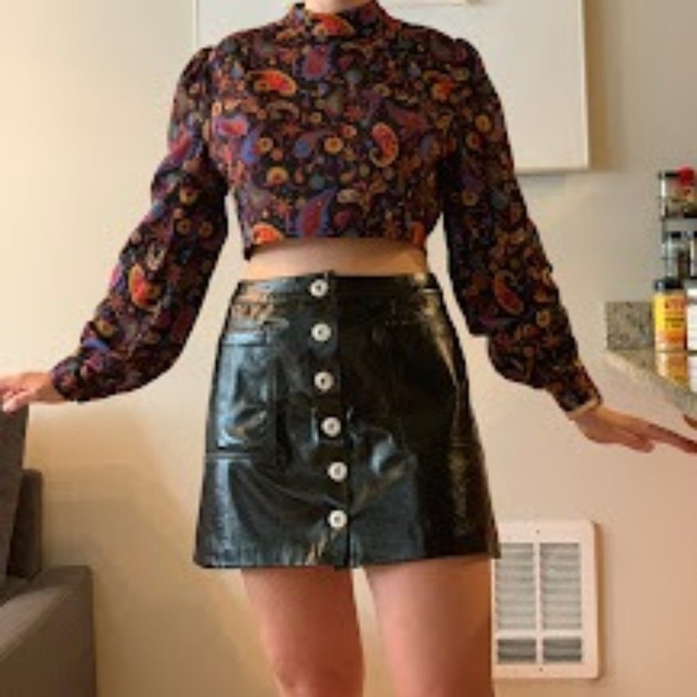 Little Wonder Black Paisley Crop Top